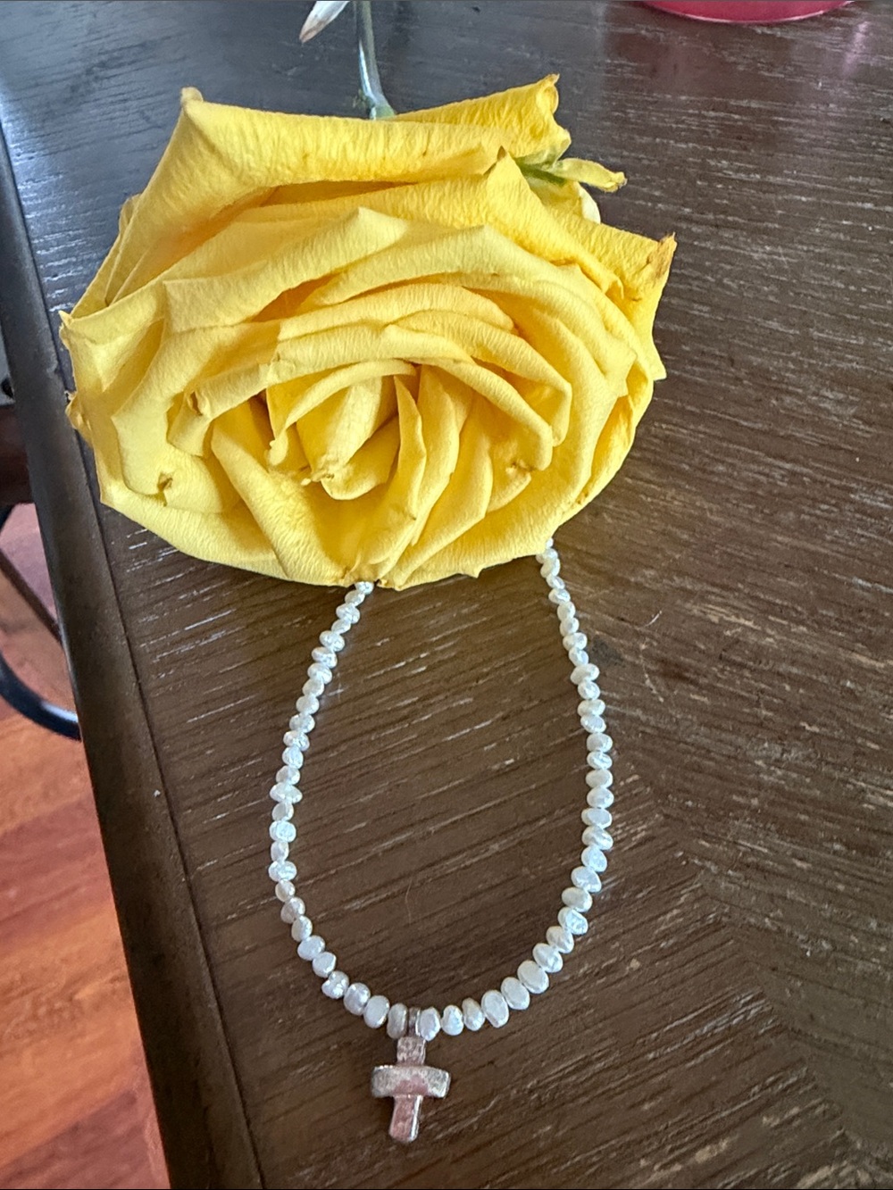 Silpada White Beaded Necklace with Cross Pendant